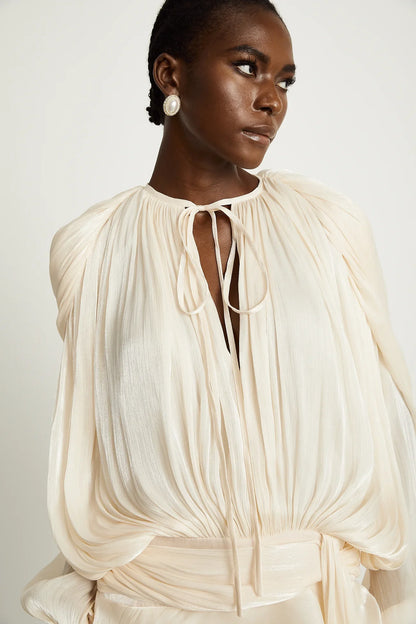 Full Pleated Ruffled Mini Dress