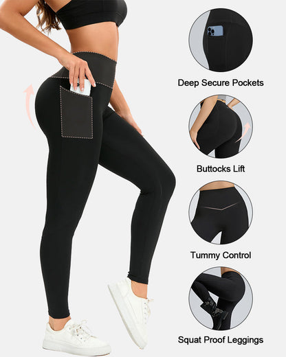 Tummy Control Butt Lifting Seamless Leggings with Pockets Squat Proof