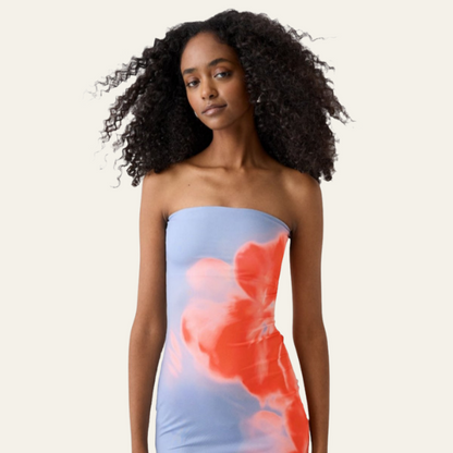 CAPRI STRAPLESS FLOWER DRESS