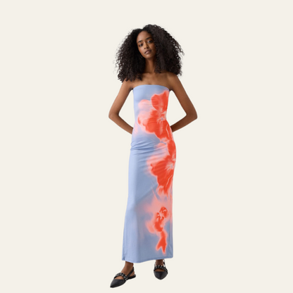 CAPRI STRAPLESS FLOWER DRESS