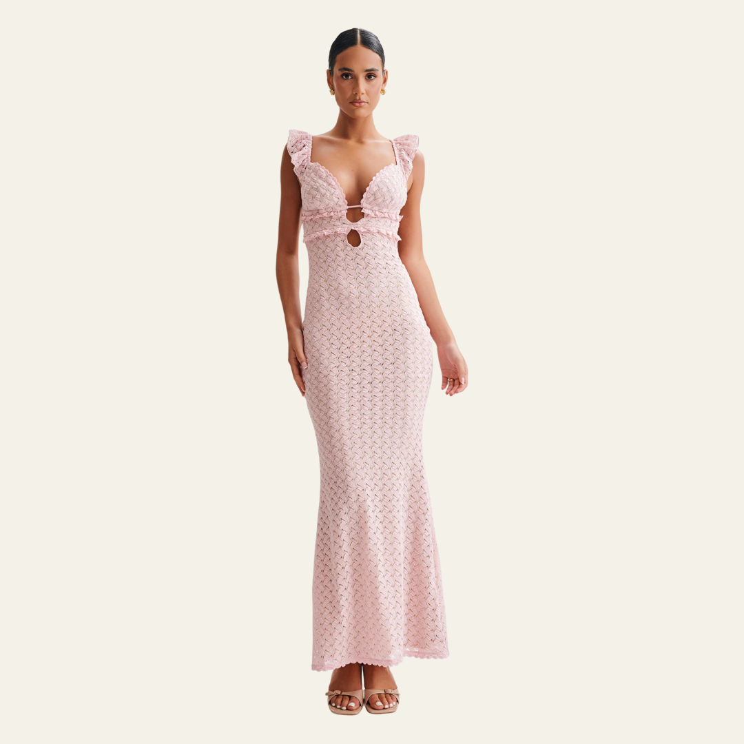 Maxikleid aus venezianischer Spitze