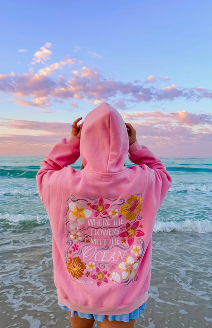 Sweat à capuche « Là où les fleurs rencontrent l'océan »