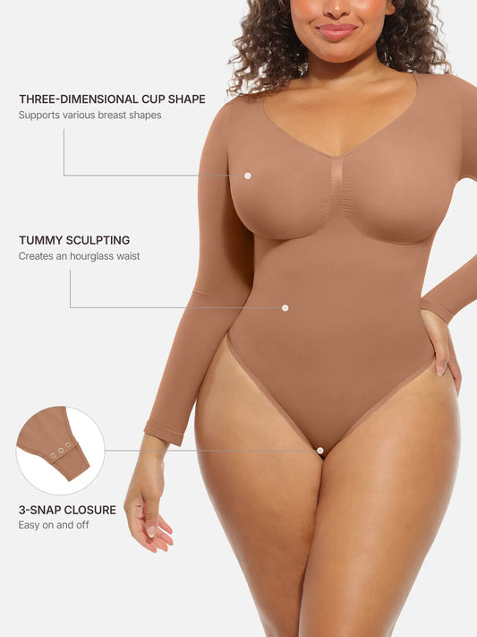 Seamless Supportive Long Sleeve Tummy Control Bodysuit