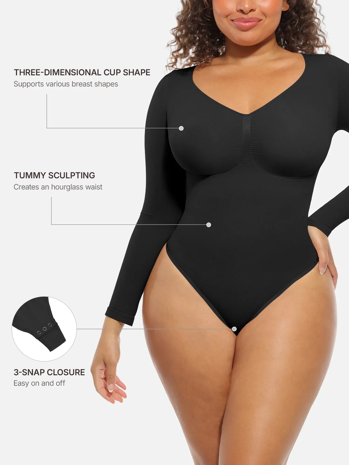 Seamless Supportive Long Sleeve Tummy Control Bodysuit