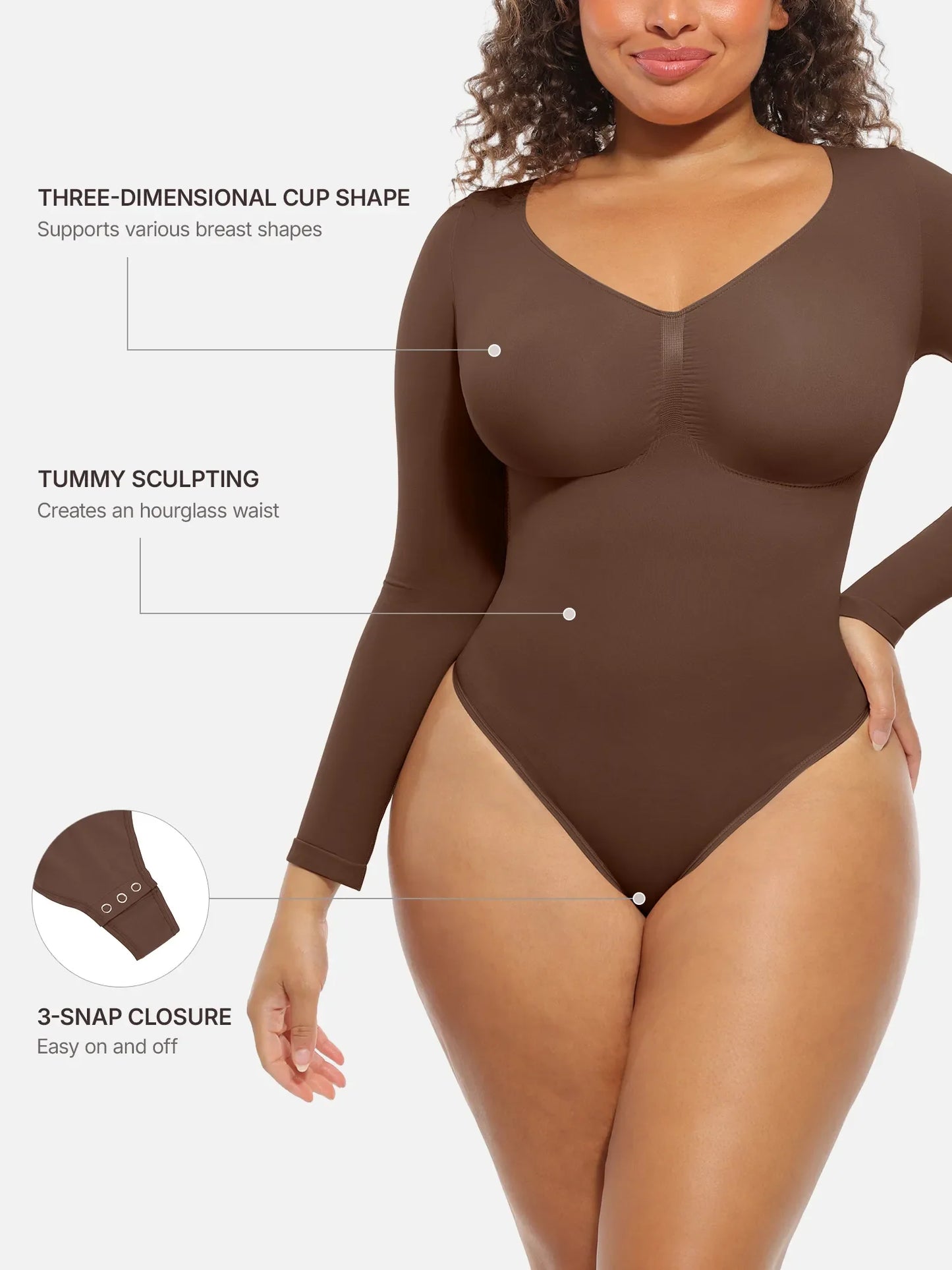 Seamless Supportive Long Sleeve Tummy Control Bodysuit