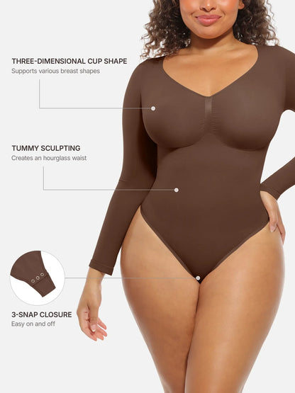 Seamless Supportive Long Sleeve Tummy Control Bodysuit