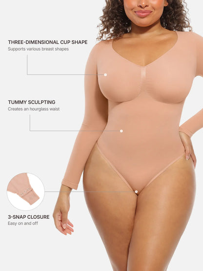 Seamless Supportive Long Sleeve Tummy Control Bodysuit