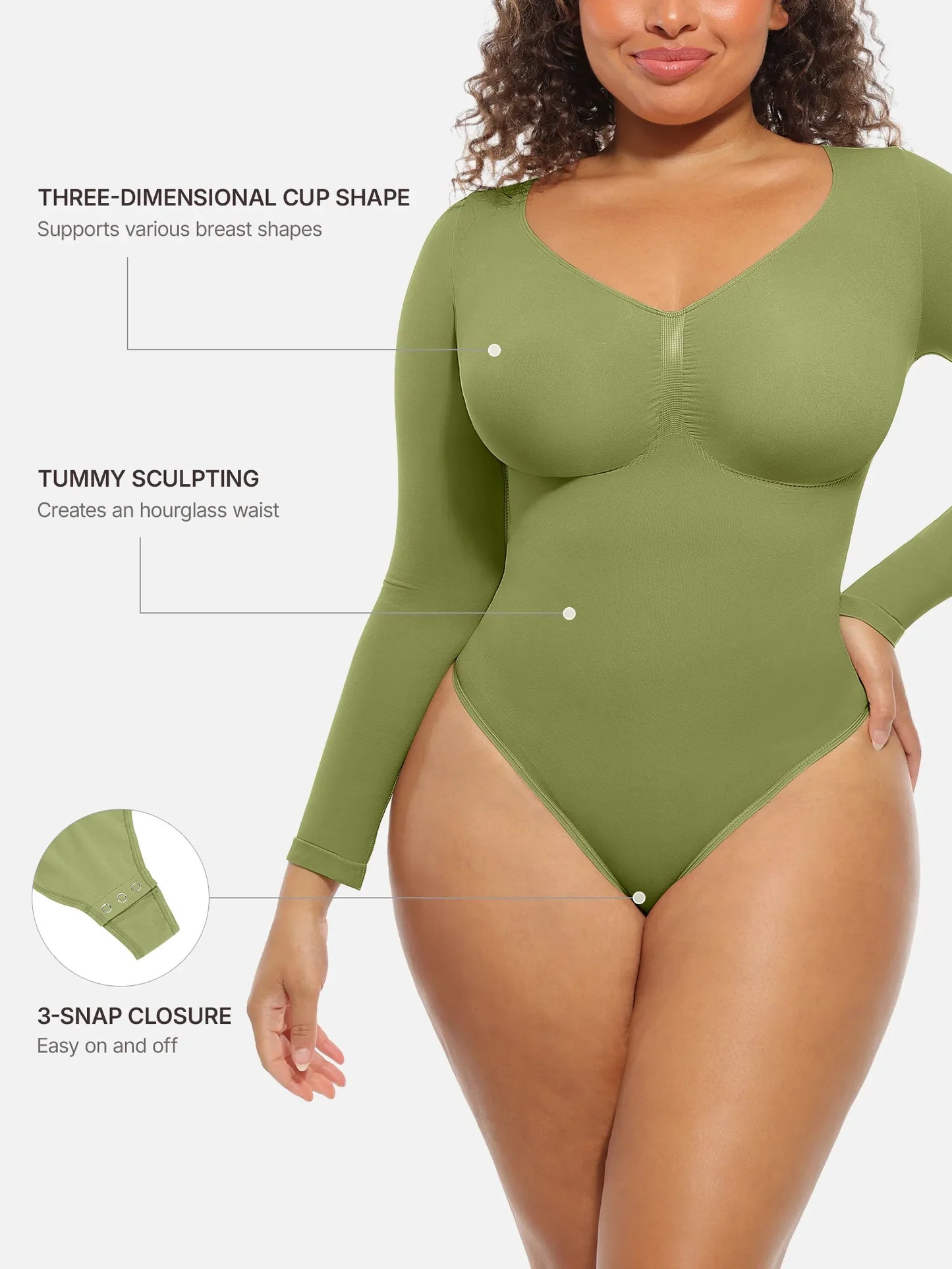 Seamless Supportive Long Sleeve Tummy Control Bodysuit