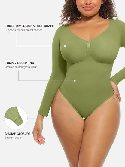 Seamless Supportive Long Sleeve Tummy Control Bodysuit