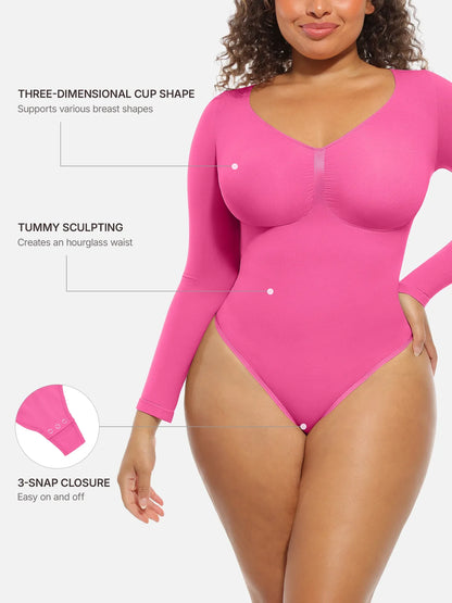 Seamless Supportive Long Sleeve Tummy Control Bodysuit