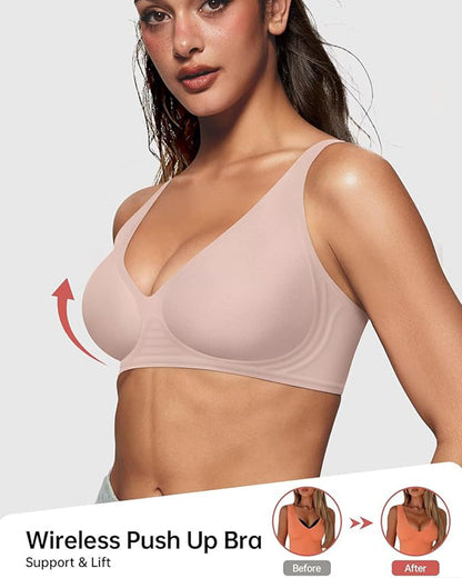 Seamless Deep V Jelly Push-Up Wireless Bra